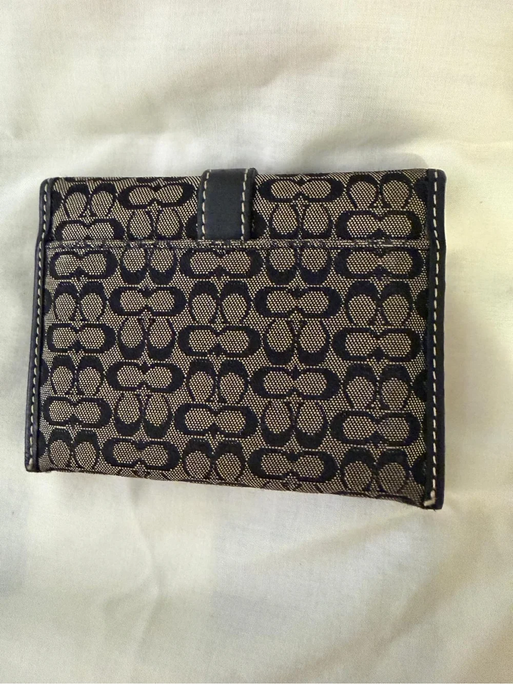 Coach Black and Taupe Signature Buckle Card Holder